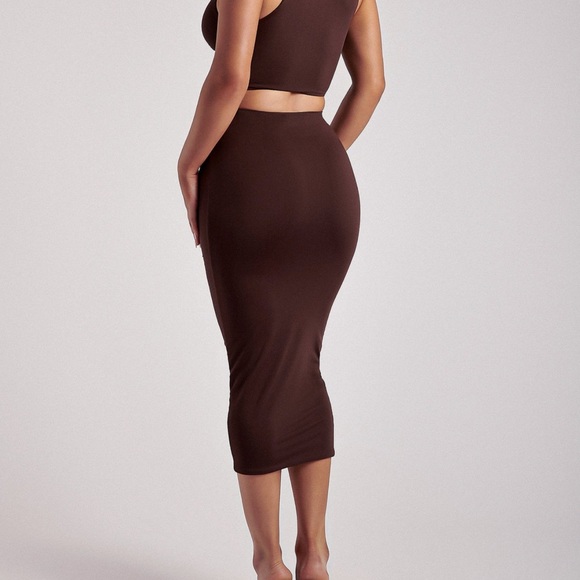 SHELL RING MIDI SKIRT CHOCOLATE - Picture 5 of 5